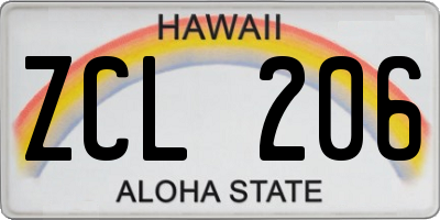 HI license plate ZCL206