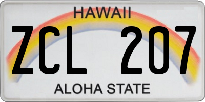 HI license plate ZCL207