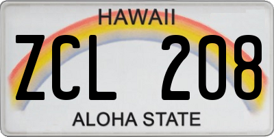 HI license plate ZCL208