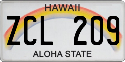 HI license plate ZCL209