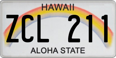 HI license plate ZCL211