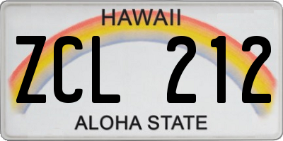 HI license plate ZCL212