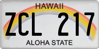 HI license plate ZCL217