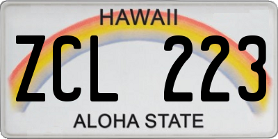 HI license plate ZCL223