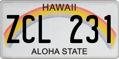 HI license plate ZCL231