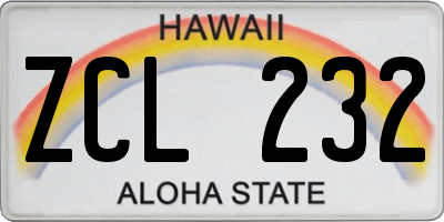 HI license plate ZCL232
