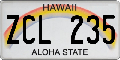 HI license plate ZCL235