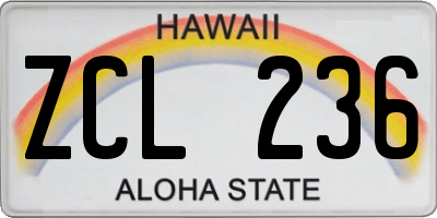 HI license plate ZCL236