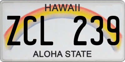 HI license plate ZCL239