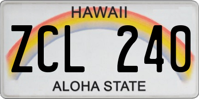 HI license plate ZCL240