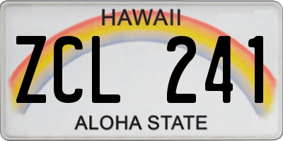 HI license plate ZCL241