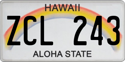 HI license plate ZCL243