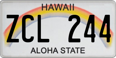 HI license plate ZCL244