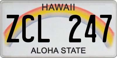 HI license plate ZCL247