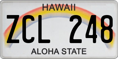 HI license plate ZCL248