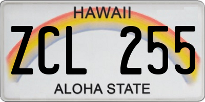 HI license plate ZCL255