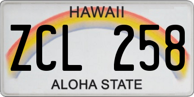 HI license plate ZCL258