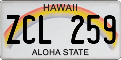 HI license plate ZCL259