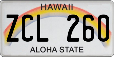 HI license plate ZCL260