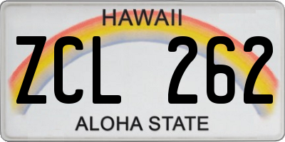 HI license plate ZCL262