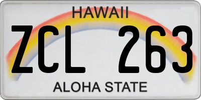 HI license plate ZCL263