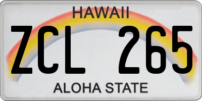 HI license plate ZCL265