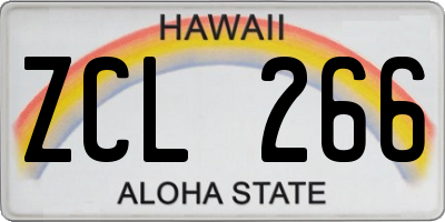 HI license plate ZCL266