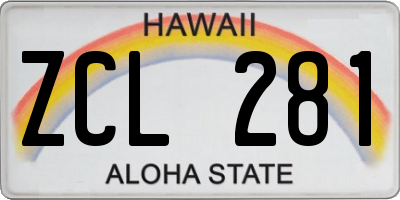 HI license plate ZCL281