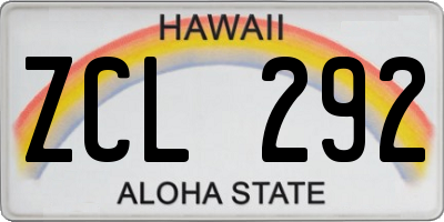 HI license plate ZCL292