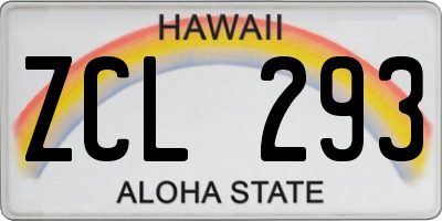 HI license plate ZCL293