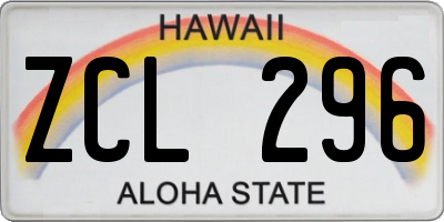 HI license plate ZCL296