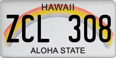 HI license plate ZCL308
