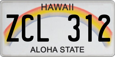 HI license plate ZCL312