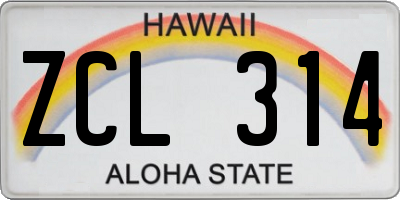 HI license plate ZCL314