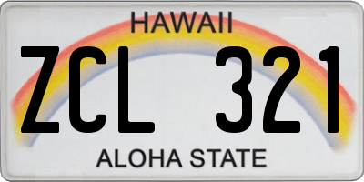 HI license plate ZCL321