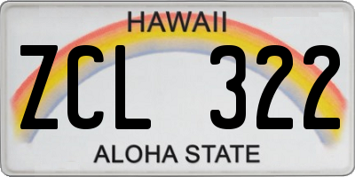 HI license plate ZCL322