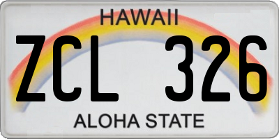 HI license plate ZCL326