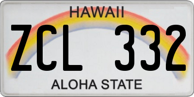 HI license plate ZCL332