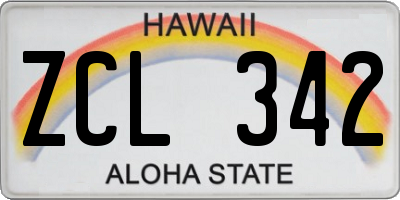HI license plate ZCL342