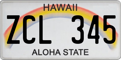 HI license plate ZCL345