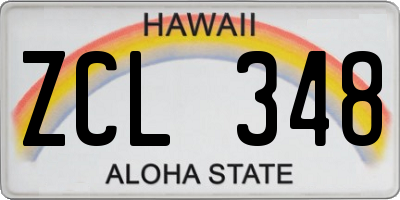 HI license plate ZCL348