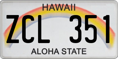 HI license plate ZCL351