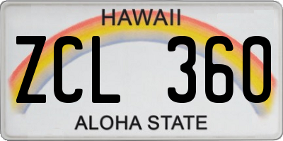 HI license plate ZCL360