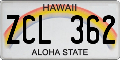 HI license plate ZCL362