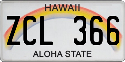 HI license plate ZCL366