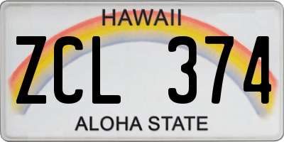 HI license plate ZCL374