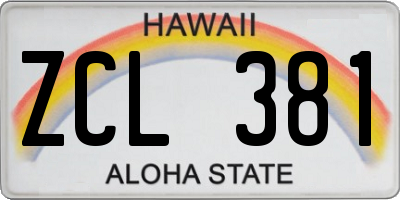 HI license plate ZCL381