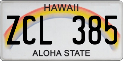 HI license plate ZCL385