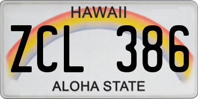 HI license plate ZCL386