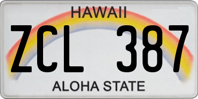 HI license plate ZCL387
